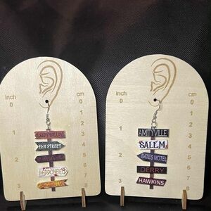 Horror Movie Street Sign Earrings
